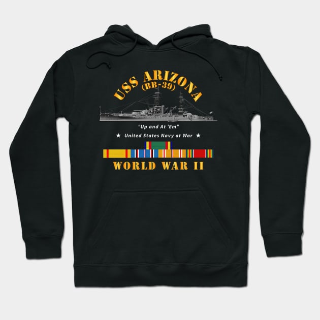 Battleship  USS Arizona WWII w SVC Ribbons Hoodie by gladbinnacle